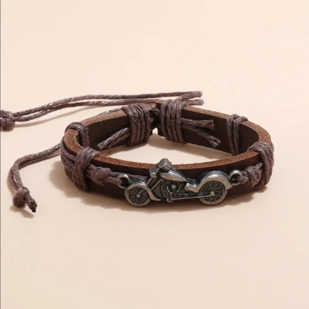 New Motorcycle Brown with Silver Decor Bracelet